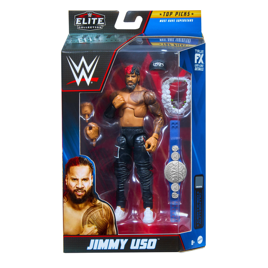 WWE Top Picks Elite Collection Jimmy Uso Action Figure & Accessories, Posable Collectible (6-in)
